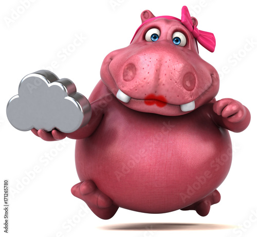 Pink Hippo - 3D Illustration