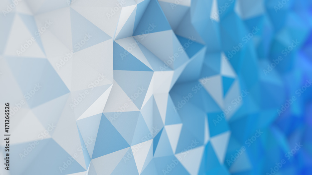 Fototapeta premium White and blue low poly 3D surface