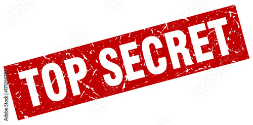 square grunge red top secret stamp