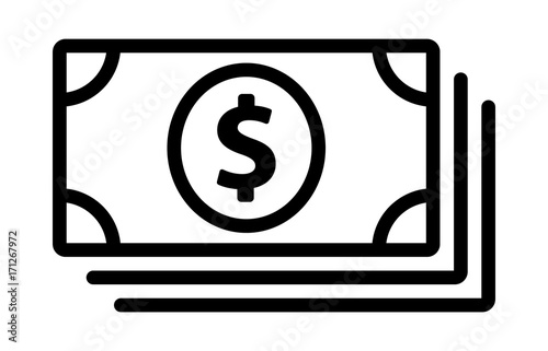 A stack of cash money or dollar bills line art vector icon for financial apps and websites