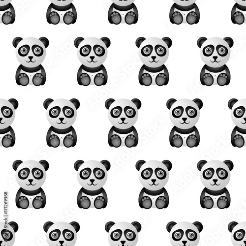 Fototapeta Naklejka Na Ścianę i Meble -  Cute and funny panda character seamless pattern on white background