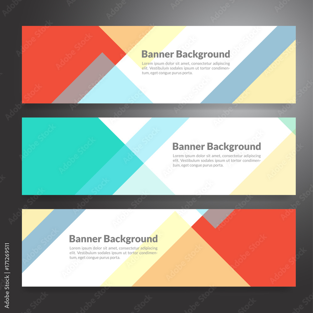 Fototapeta premium Set of horizon abstract colorful banner background with copy space