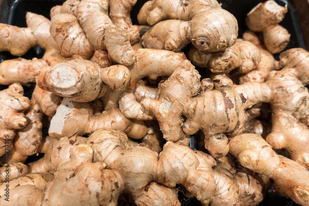 Pile of fresh ginger root. Pile of fresh ginger root.