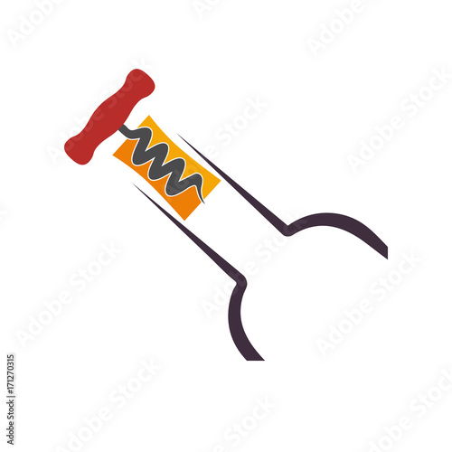 Vector sign wine and corkscrew