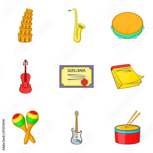 University of design icons set, cartoon style