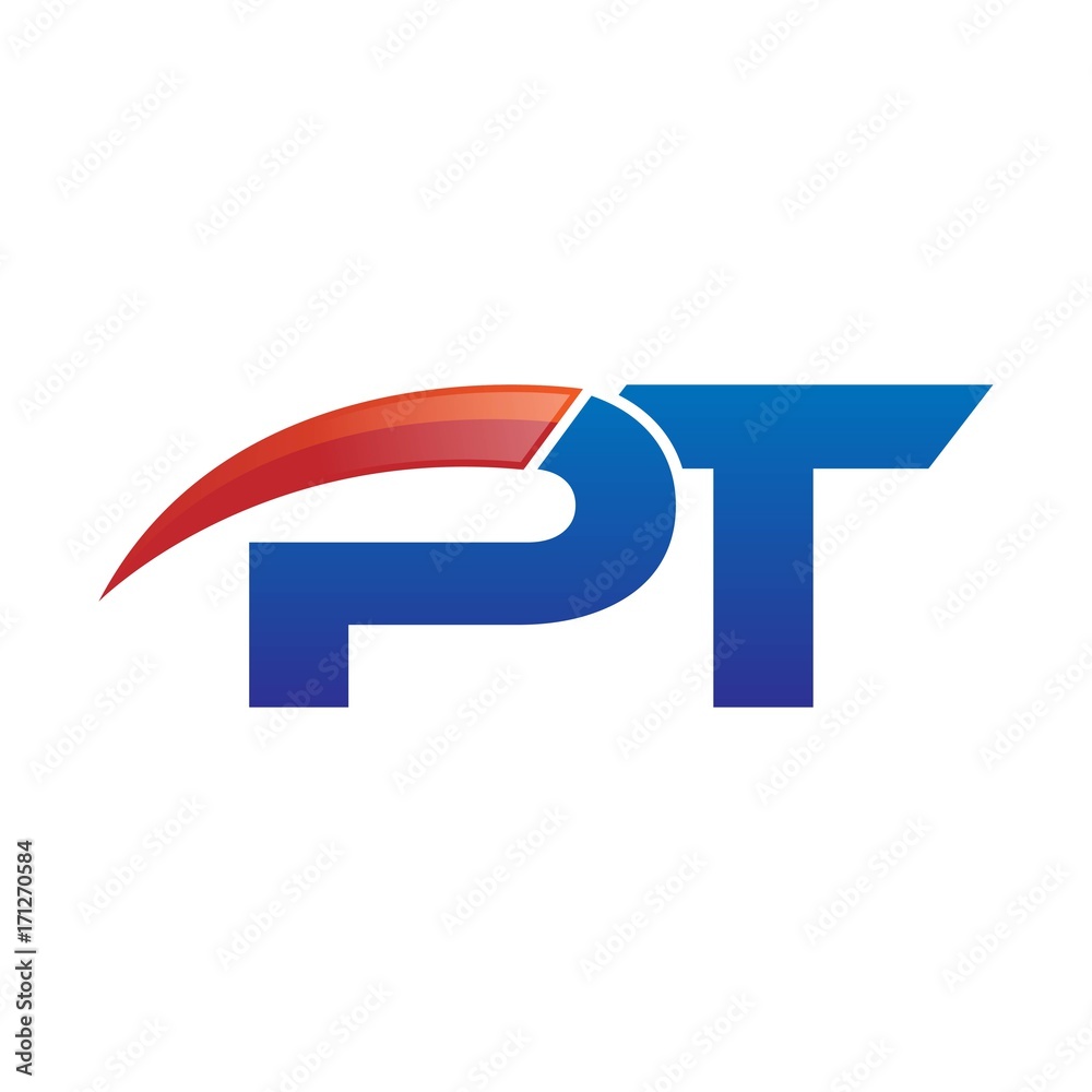 modern vector initial letters logo swoosh pt red blue modern vector initial letters logo swoosh pt red blue
