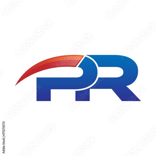 modern vector initial letters logo swoosh pr red blue