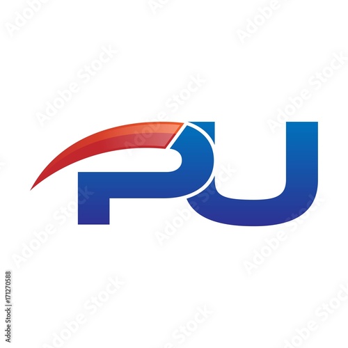modern vector initial letters logo swoosh pu red blue