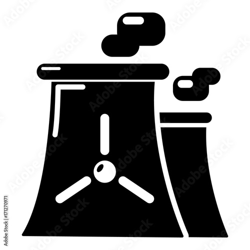 Nuclear power plant tower icon, simple style