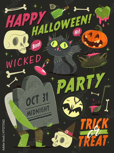 Happy Halloween card/background. Vector illustration.