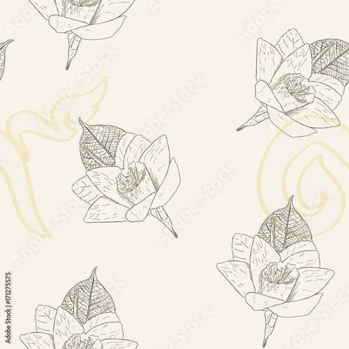 Thai Artificial Funeral Daffodil Flower or Dok mai chan , hand draw ,seamless pattern vector.