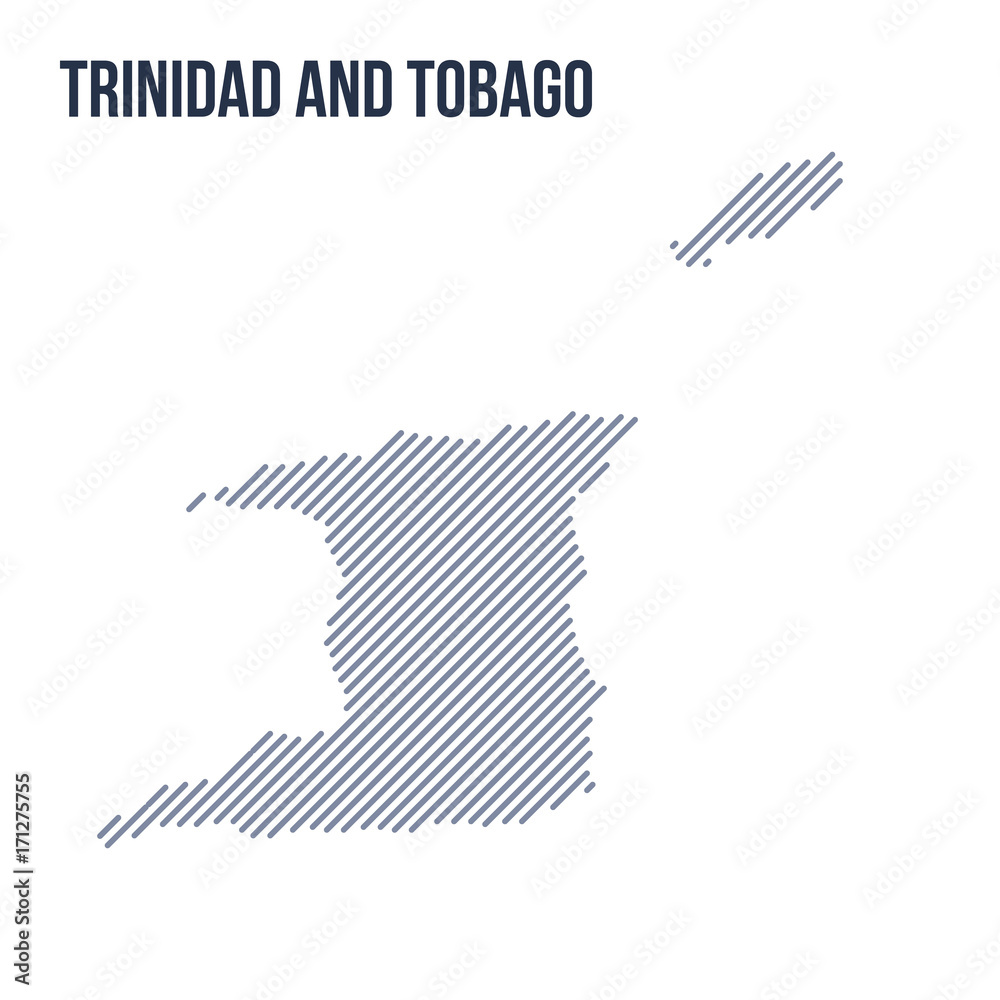 Vector abstract hatched map of Trinidad and Tobago with oblique lines isolated on a white background. Vector abstract hatched map of Trinidad and Tobago with oblique lines isolated on a white background.