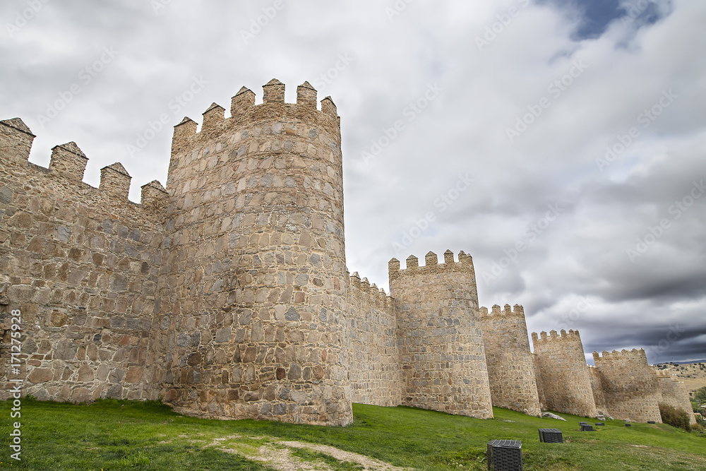 Walls of Medieval city of Avila, Spain