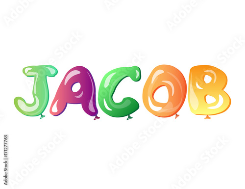 JACOB written with alphabet Balloons