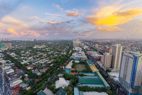 Makati Skyline at sunset. Makati is a city in the Philippines