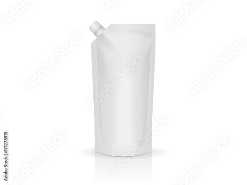 Single white blank drink pouch bag pack with spout