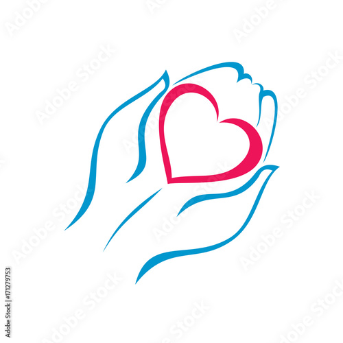hand holding a heart icon, isolated vector symbol