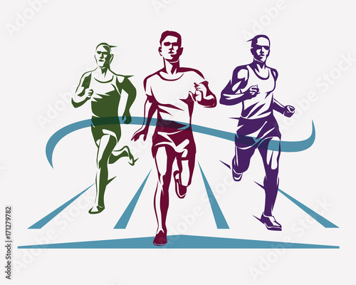 running athletes symbol, sport and competition concept