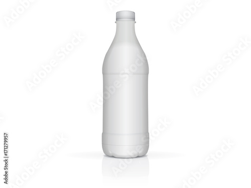 White plastic bottle with milk or yogurt for your design and logo. It's easy to change colors. Mock up Vector Template