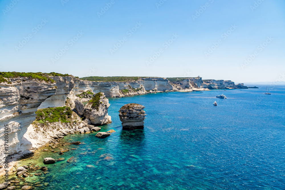Amazing coastline of Corsica, view from Bonifacio, France
