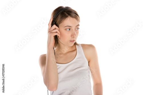 stylish girl in headphones