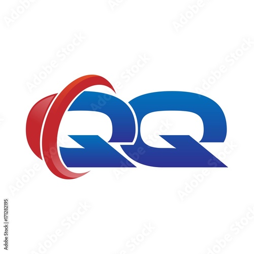 modern vector initial letters logo swoosh qq red blue