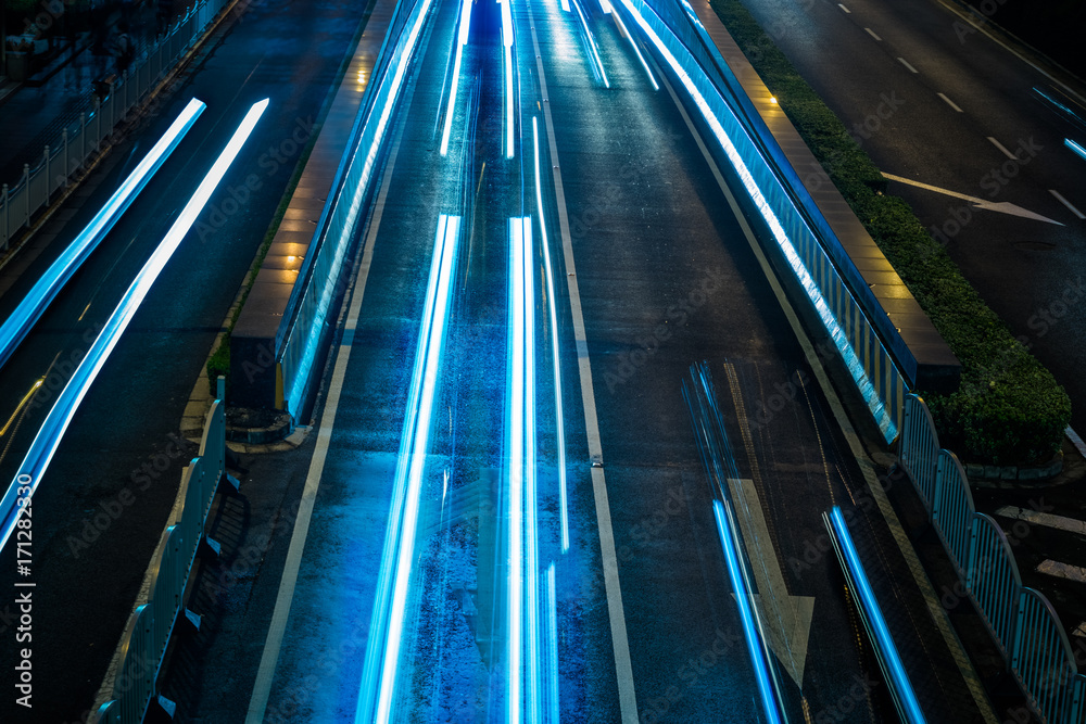 Fototapeta premium the light trails on the street in shanghai china..