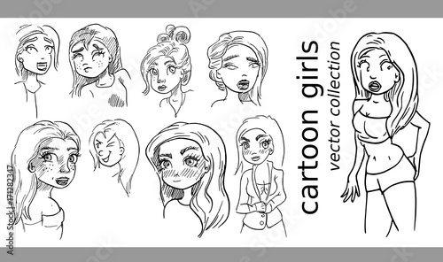 Vrouwen cartoon portret collectie