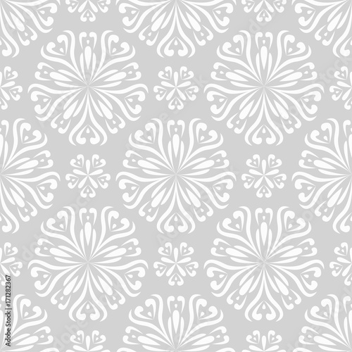 Floral seamless pattern. Gray abstract background