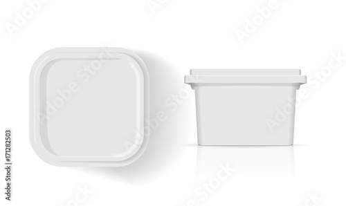 White plastic box for your design and logo.