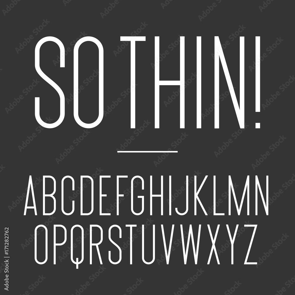 Thin Font. Vector alphabet set. Elegant light font. Minimal. Latin alphabet letters - stock vector Thin Font. Vector alphabet set. Elegant light font. Minimal. Latin alphabet letters - stock vector