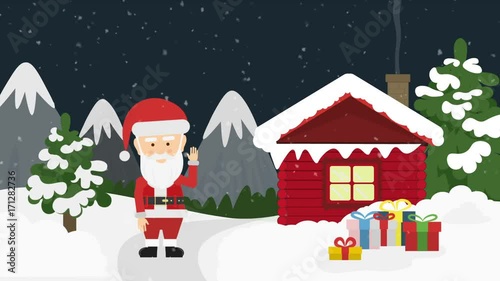 santa claus and gift box in christmas night