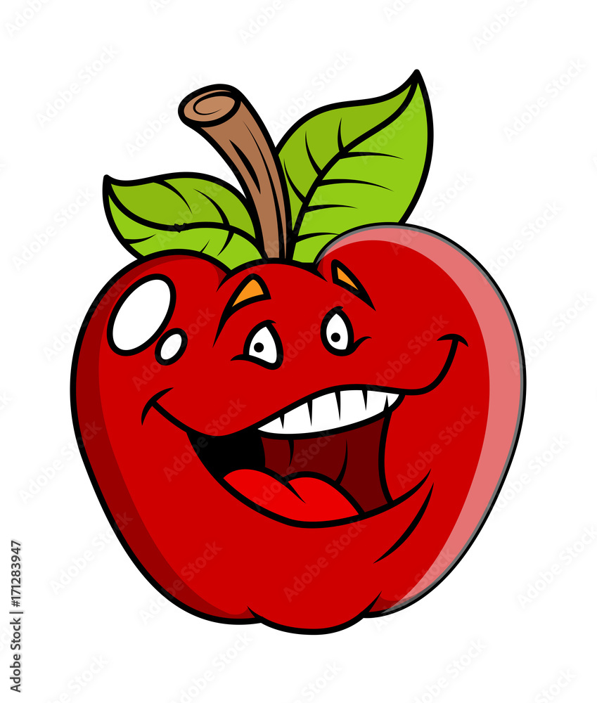 Laughing Cartoon Apple Vector