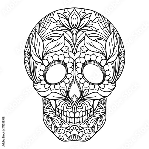 Sugar skull. The traditional symbol of the Day of the Dead.