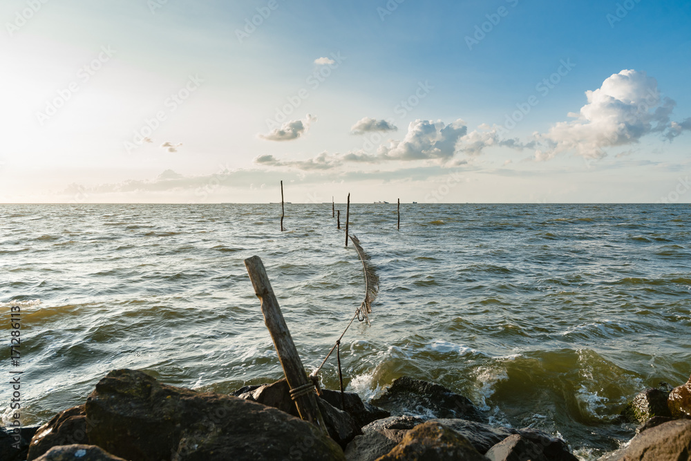 Picture of a fyke or fishing net at the IJsselmeer lake in the Netherlands