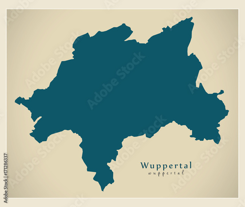 Modern Map - Wuppertal city of Germany DE