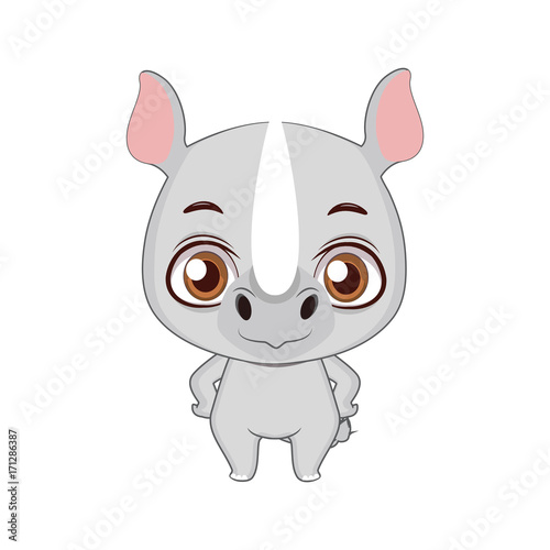 Cute stylized cartoon rhino illustration ( for fun educational purposes, illustrations etc. )