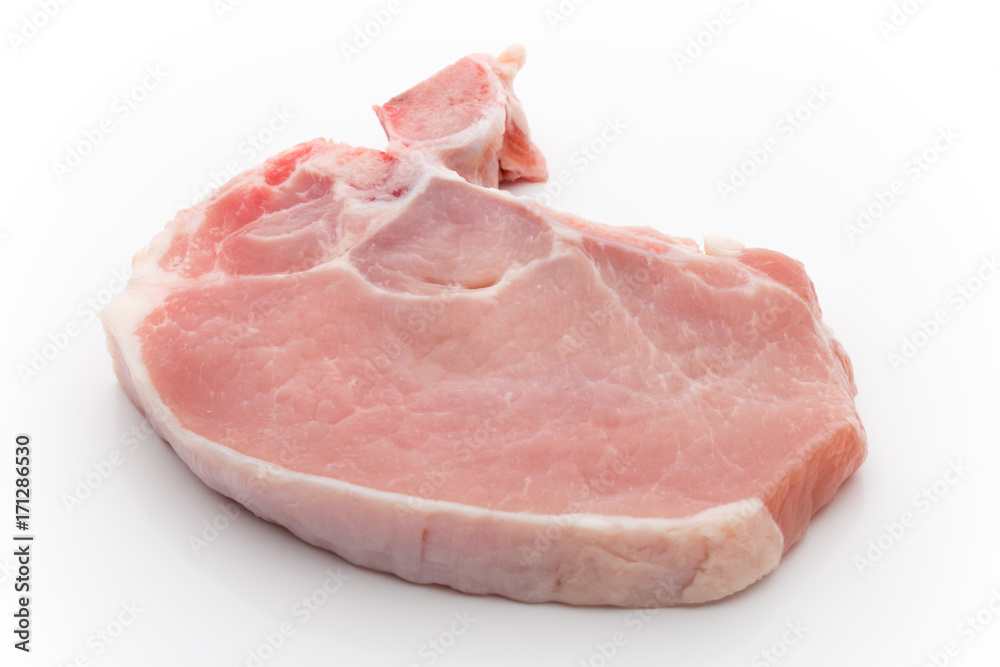 Fresh raw beef steak isolated on white background, top view. Fresh raw beef steak isolated on white background, top view.