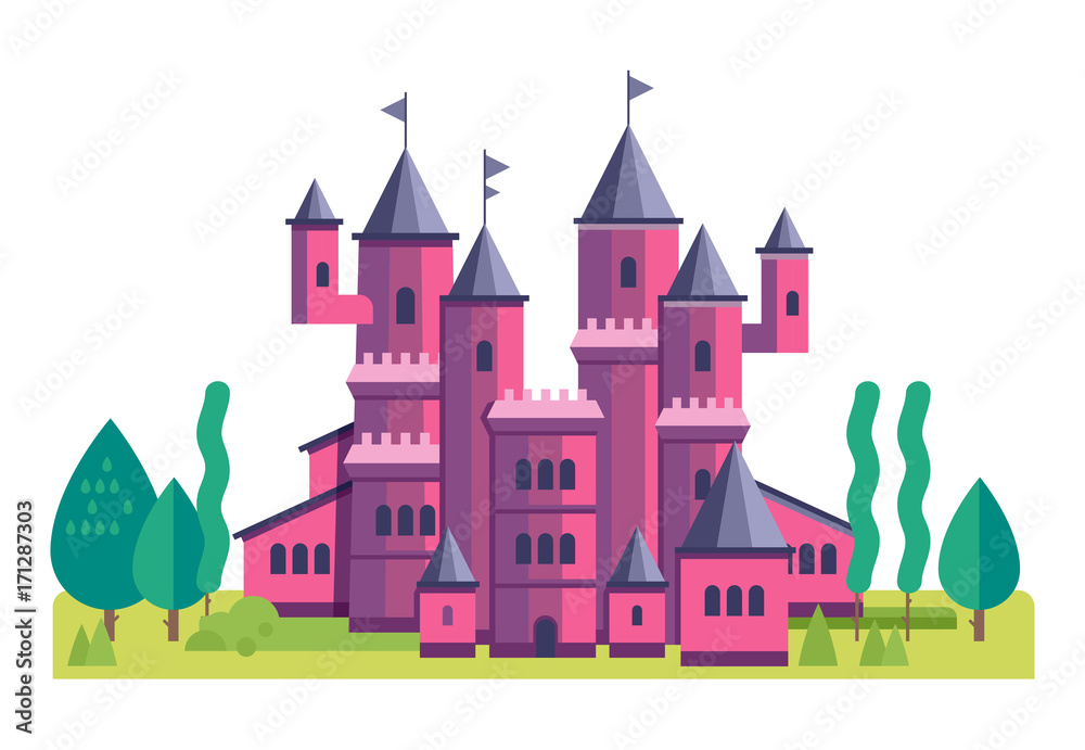 Illustration of a Cute Pink Castle vector