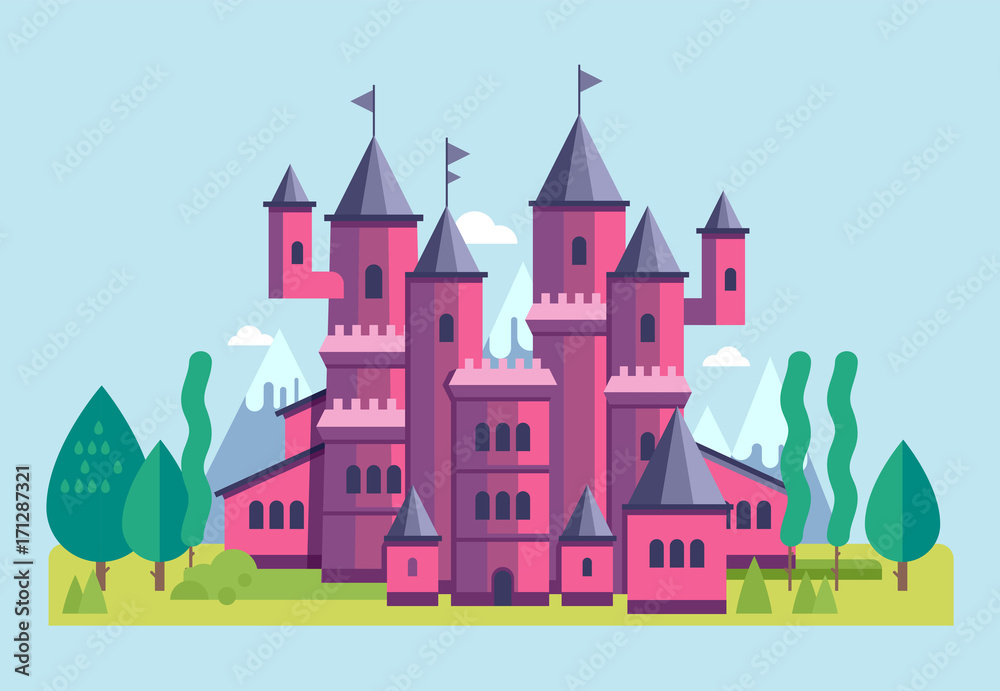Illustration of a Cute Pink Castle vector