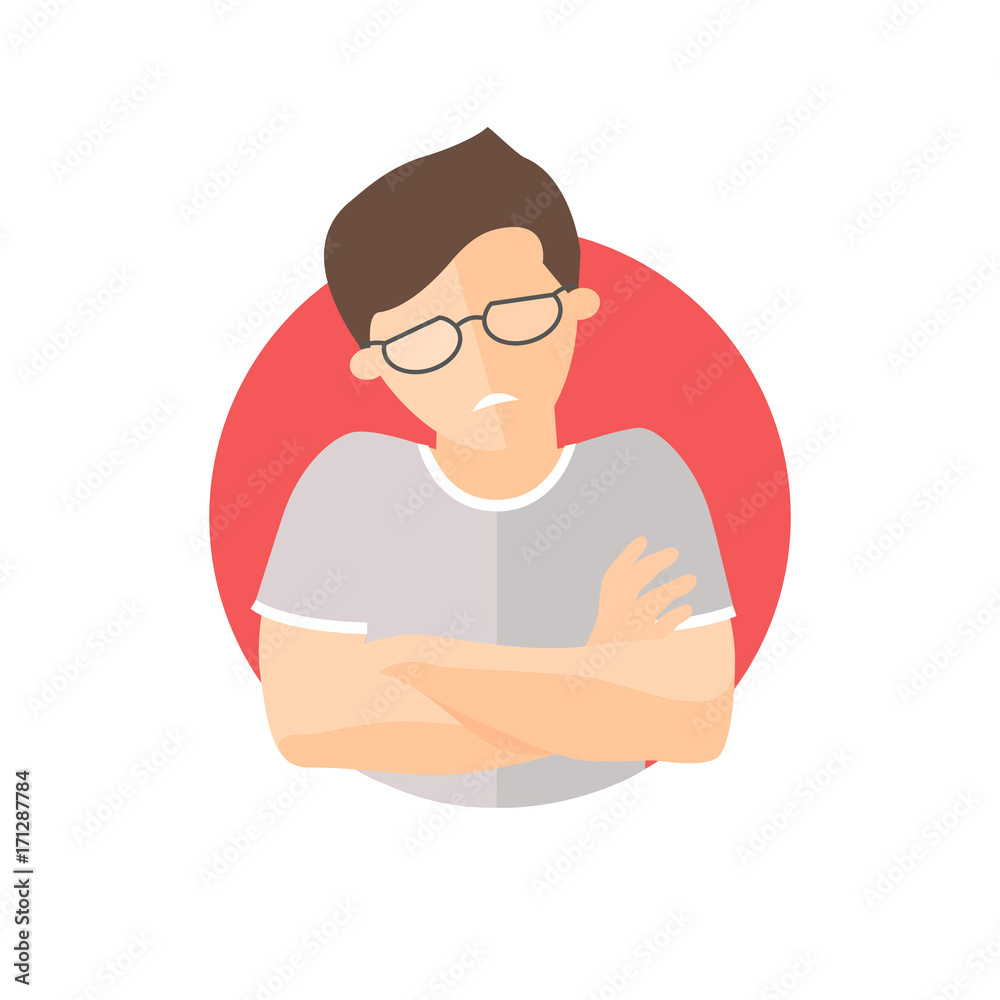 Painful expression, man in pain, flat vector icon Painful expression, man in pain, flat vector icon