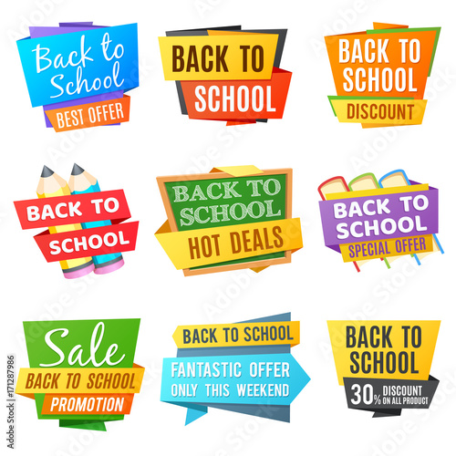 Creative back to school vector advertising banners
