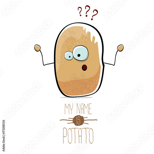 vector funny cartoon cute brown potato isolated on white