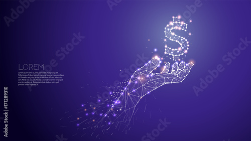 Hand carring under the world. Abstract vector illustration hand and motion