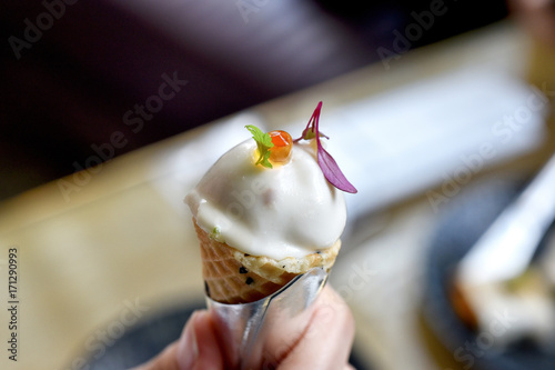 Photography Party food, Healthy finger food, Salmon mousse served in crunchy waffle cone