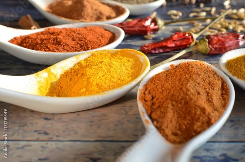 spoons with various types of spices