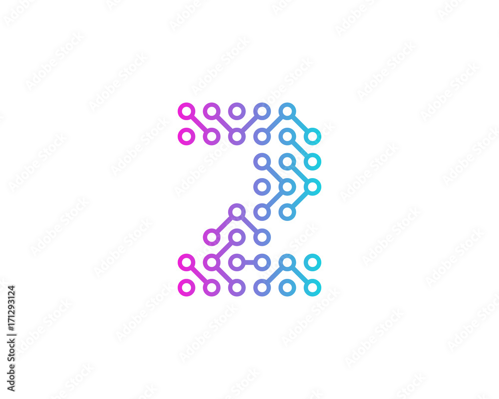 Digital Circuit Number 2 Icon Logo Design Element