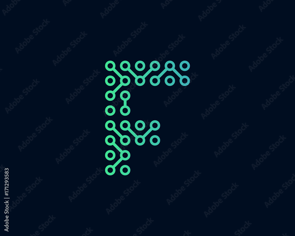 Technology Digital Circuit Letter F Icon Logo Design Element