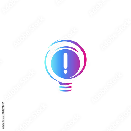 Abstract idea symbol, lightbulb eureka sign gradient color vector isolated logo on white background.
