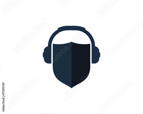 Shield Podcast Icon Logo Design Element
